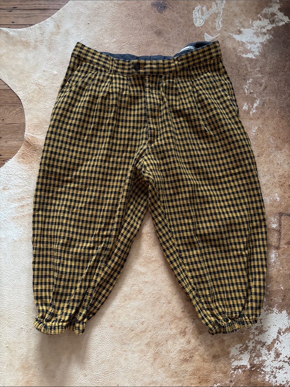 Vintage Yellow and Black Check Cotton Bottoms with flaws.